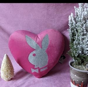 Playboy hot pink monogram pillow heart-shape